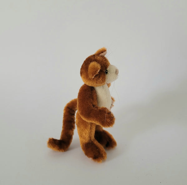 3 1/4" tall Ginger and white Cat