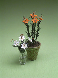 Lily Paper Flower Kit  for 1/12th scale Dollhouses, Florists and Miniature Gardens