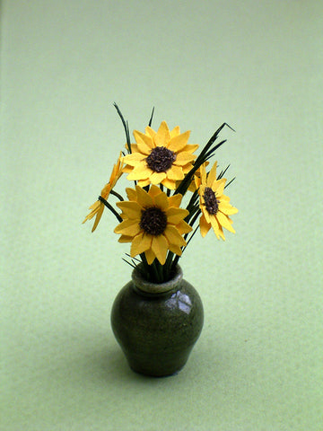 Small Sunflowers Paper Flower Kit  for 1/12th scale Dollhouses, Florists and Miniature Gardens