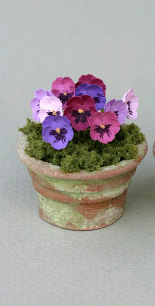 Large Pansies Paper Flower Kit  for 1/12th scale Dollhouses, Florists and Miniature Gardens
