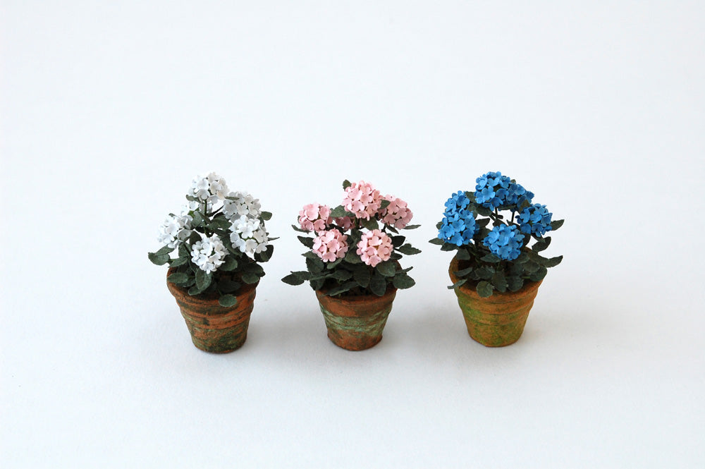 1/24th Hydrangea Bush Paper Flower Kit for 1/2” scale Dollhouses, Florists and Miniature Gardens