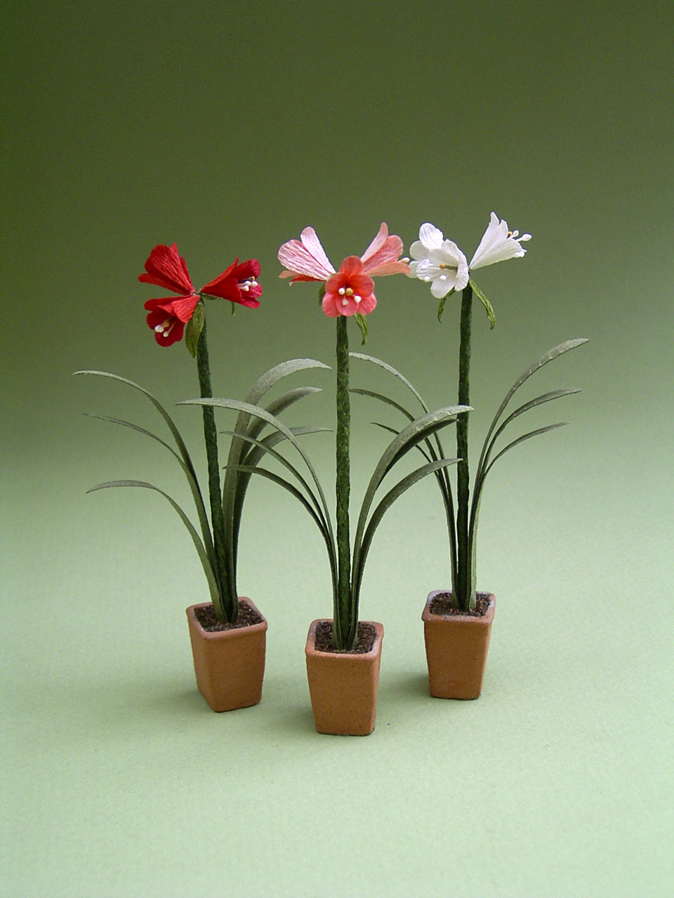 Amaryllis Paper Flower kit for 1/12th Dollhouses, Florists and Miniature Gardens
