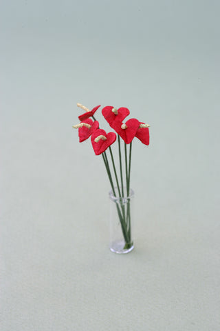 Anthurium Paper Flower Kit  for 1/12th scale Dollhouses, Florists and Miniature Gardens