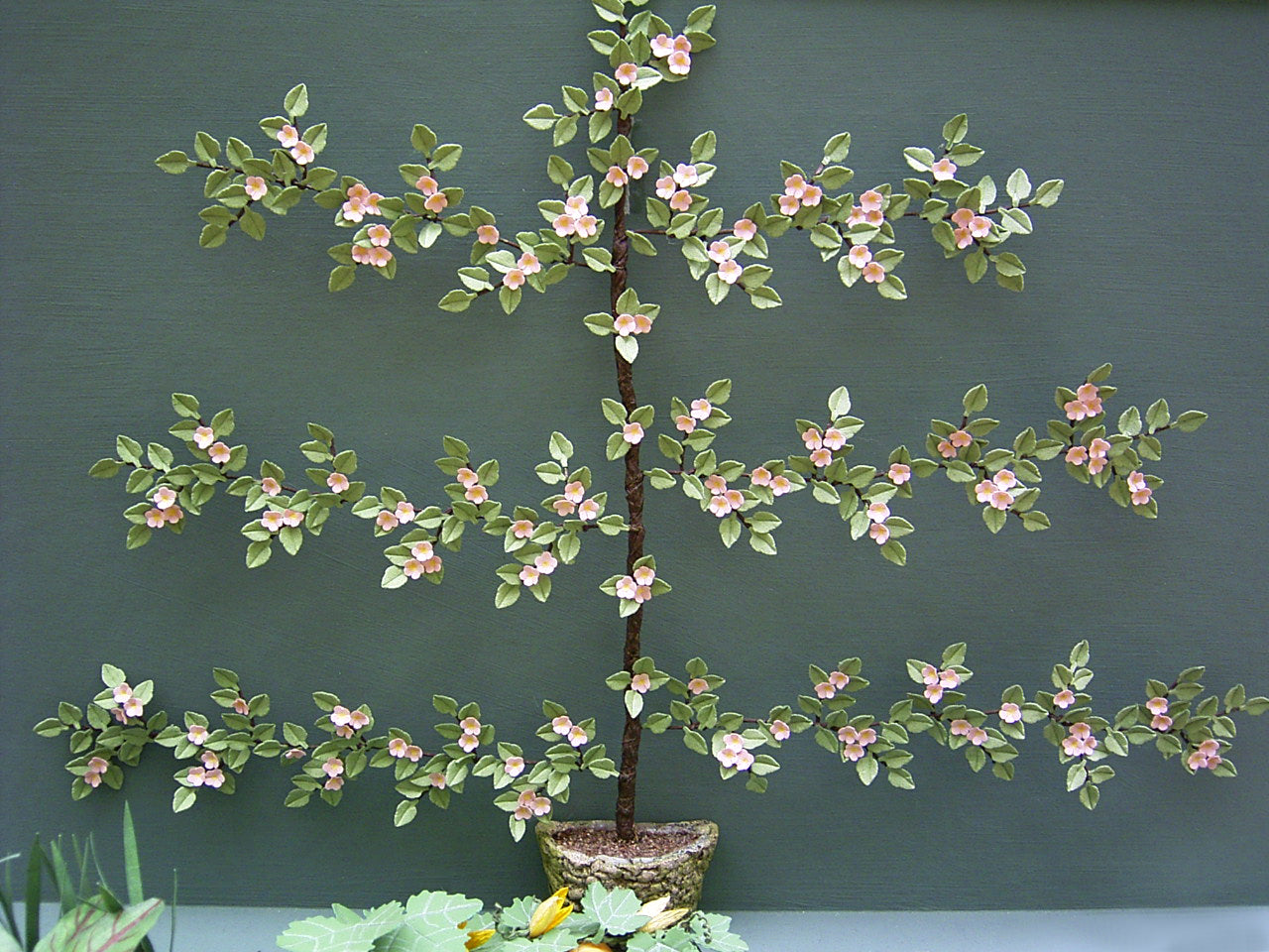 Wall Trained Blossoming Fruit Tree Kit  for 1/12th scale Dollhouses, Florists and Miniature Gardens