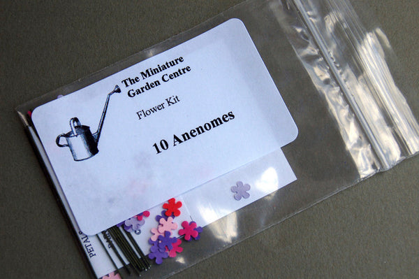 Anemone Paper Flower kit for 1/12th scale Dollhouses, Florists and Miniature Gardens
