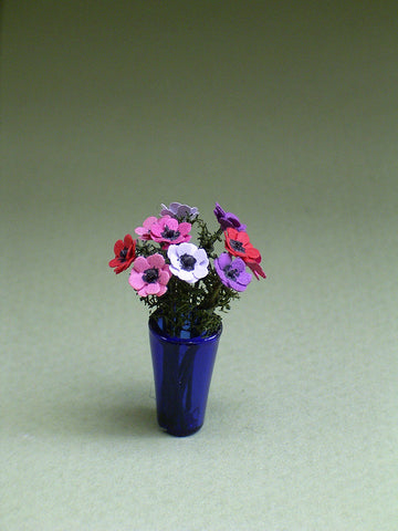 Anemone Paper Flower kit for 1/12th scale Dollhouses, Florists and Miniature Gardens
