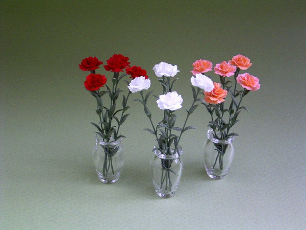 Carnation Paper Flower Kit  for 1/12th scale Dollhouses, Florists and Miniature Gardens
