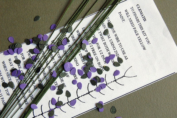 Clematis Paper Flower Kit for 1/12th scale Dollhouses, Florists and Miniature Gardens