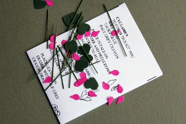 Cyclamen Paper Flower Kit  for 1/12th scale Dollhouses, Florists and Miniature Gardens