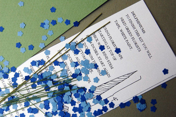 Delphinium Paper Flower Kit  for 1/12th scale Dollhouses, Florists and Miniature Gardens
