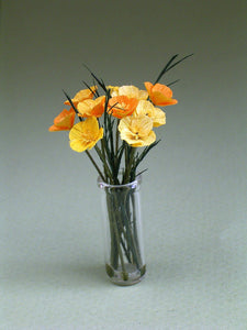 Californian Poppy Paper Flower Kit  for 1/12th scale Dollhouses, Florists and Miniature Gardens