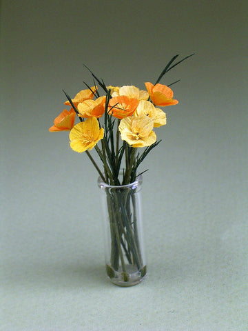 Californian Poppy Paper Flower Kit  for 1/12th scale Dollhouses, Florists and Miniature Gardens