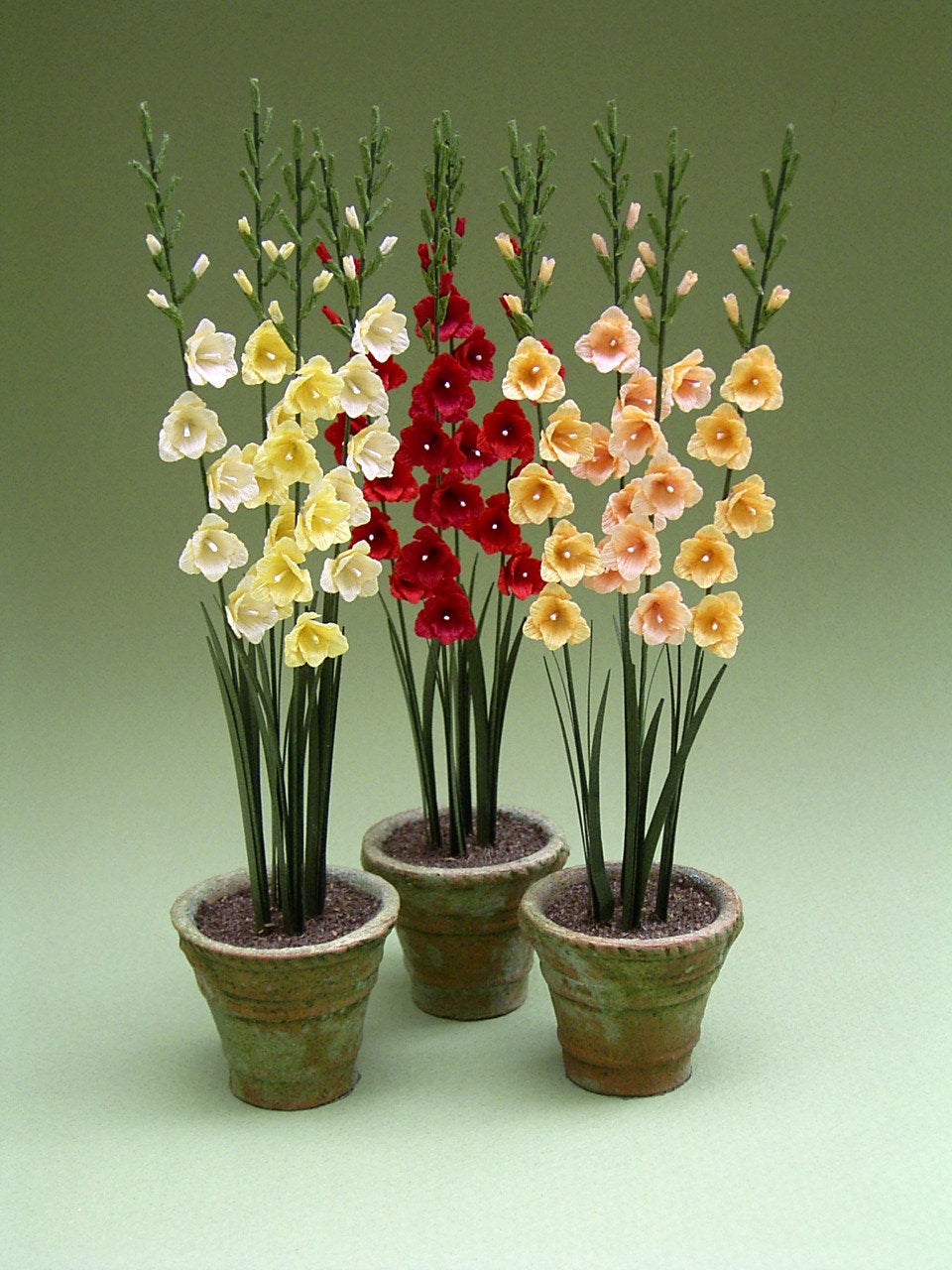 Gladioli Paper Flower Kit  for 1/12th scale Dollhouses, Florists and Miniature Gardens