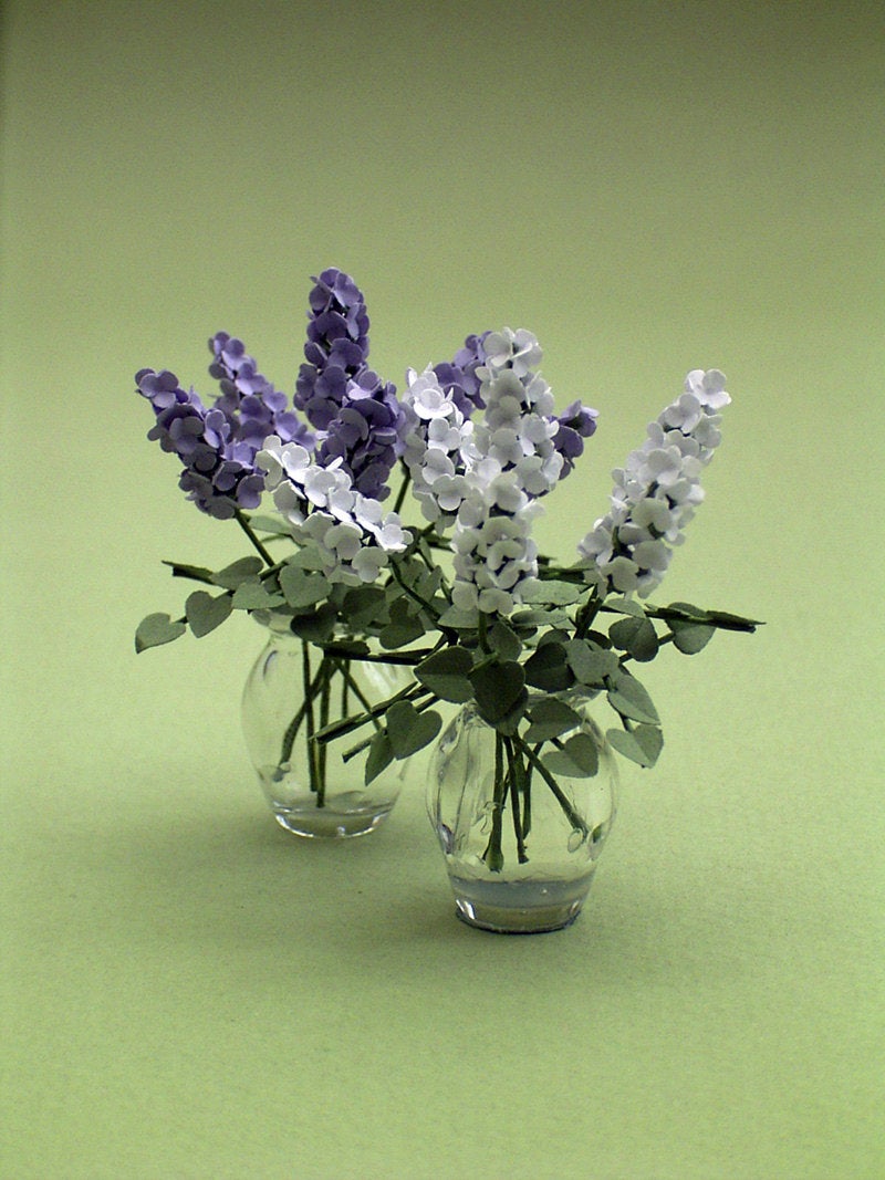 Lilac Paper Flower Kit  for 1/12th scale Dollhouses, Florists and Miniature Gardens