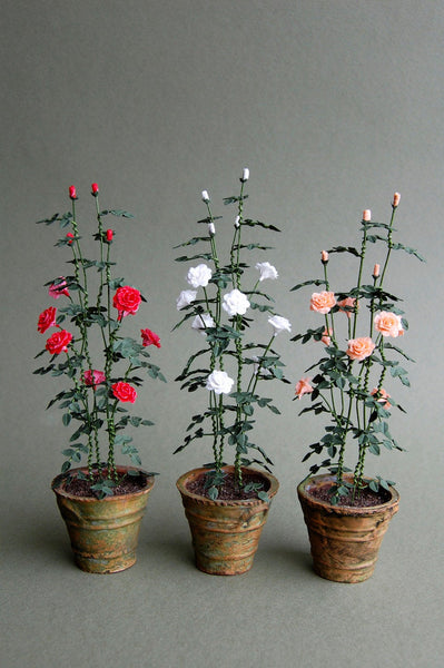 Shrub Rose Paper Flower Kit  for 1/12th scale Dollhouses, Florists and Miniature Gardens