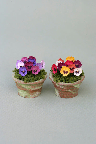 Large Pansies Paper Flower Kit  for 1/12th scale Dollhouses, Florists and Miniature Gardens