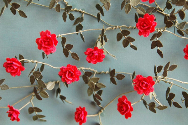 Climbing Rose Paper Flower Kit  for 1/12th scale Dollhouses, Florists and Miniature Gardens