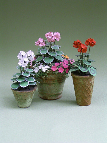 Geranium Paper Flower Kit  for 1/12th scale Dollhouses, Florists and Miniature Gardens
