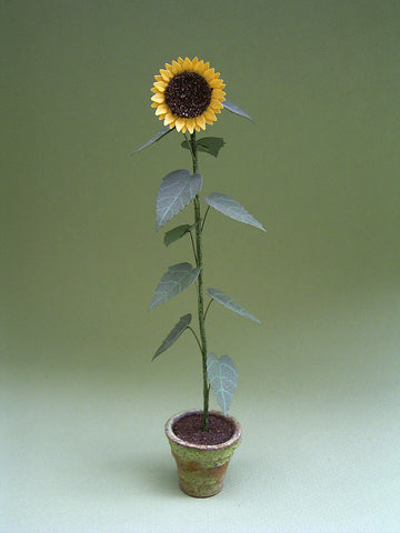 Giant Sunflower Plant Paper Flower Kit  for 1/12th scale Dollhouses, Florists and Miniature Gardens