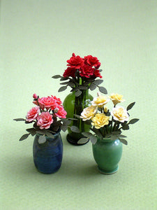 6 Roses Paper Flower Kit  for 1/12th scale Dollhouses, Florists and Miniature Gardens